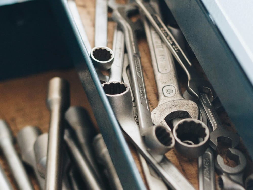 herramientas, caja herramientas, taller, llaves