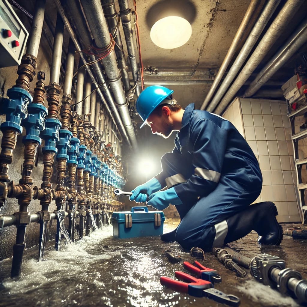 fuga, reparación, urgencia, fontaneria